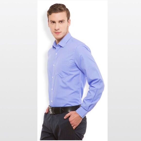 Men Shirt Light Blue Button Down Size 17 34/35 - Picture 6 of 11